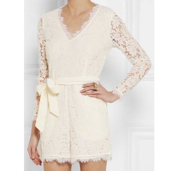 Temperley London Coco Ivory Lace Playsuit - Picture 1 of 11